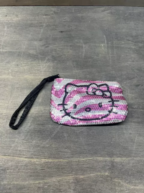 Sanrio Hello Kitty Sequin Wristlet Wallet Pink/ Silver