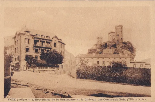 Carte postale ancienne postcard FOIX hostellerie de la Barbacane château