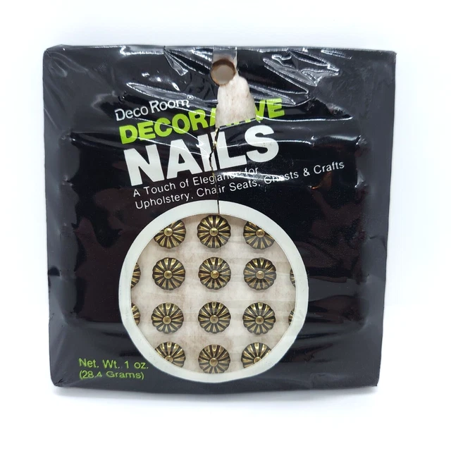 Deco Room Decorative Nails Upholstery Tacks Hammered Antique Brass 42pcs USA