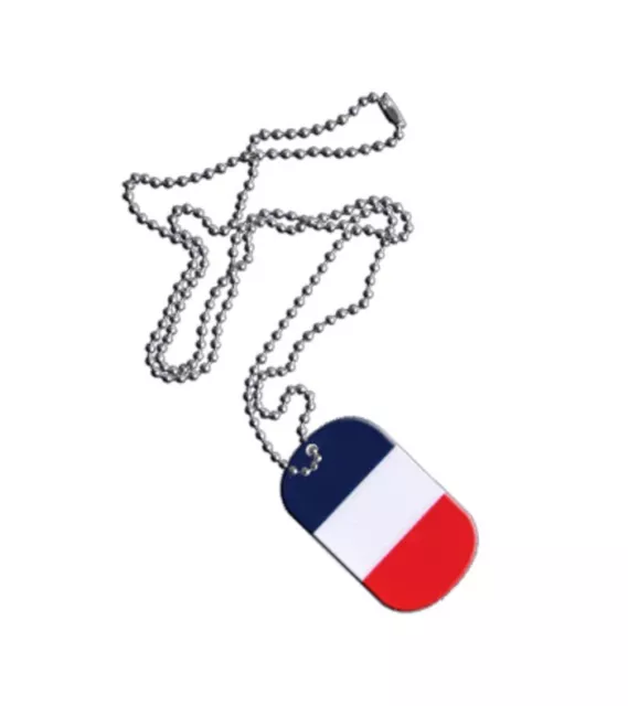 Dog Tag Fahne Flagge Frankreich DogTag 3x5cm Kette mit Anhänger