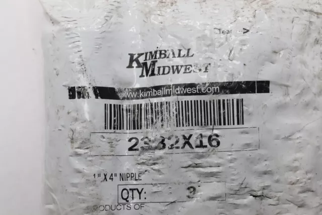 (3-Pk) Kimball Midwest Pipe Nipple Threaded Steel Black 1" MNPT x 4" 2332X16