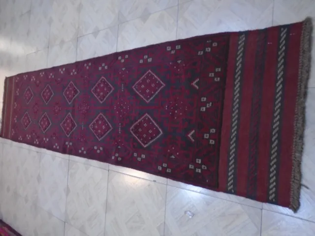 17601 # Incredibile tappeto afgano Mashwani Runner Kilim fatto a mano 254 x 60 cm