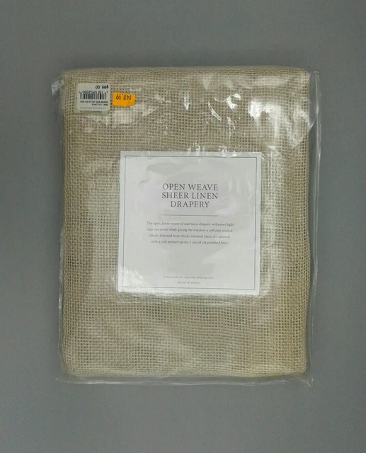 Restoration Hardware Open Weave Sheer Linen Drapery, Rod Pocket 50”x 84” Beige Restoration Hardware Open Weave Sheer Linen Drapery, Rod Pocket 50”x 84” Beige