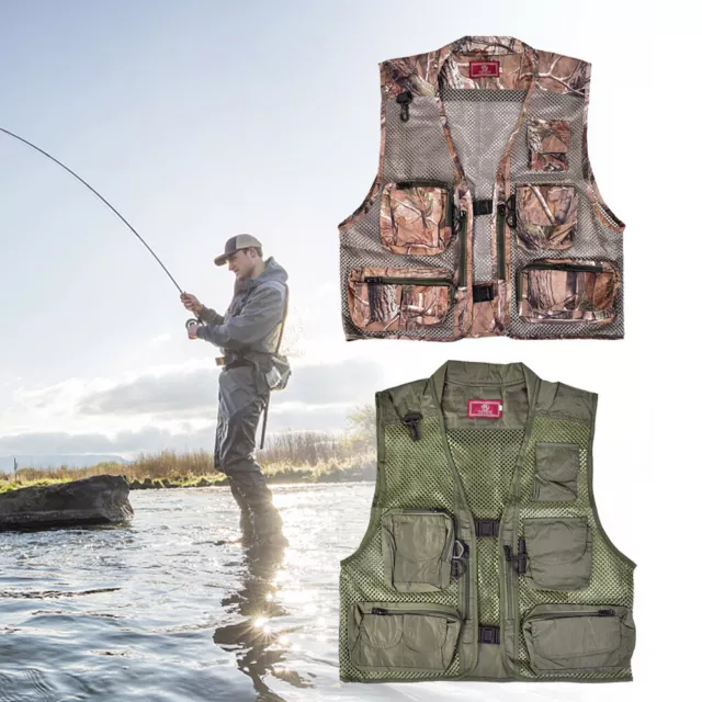 Breathable Fly Fishing Vest Multi-Function Adjustable Mesh Multi-Pocket Vests