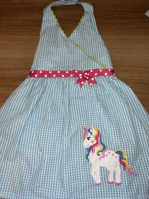 Emily Rose Girls Size 5 Gingham Sundress With Unicorn EUC