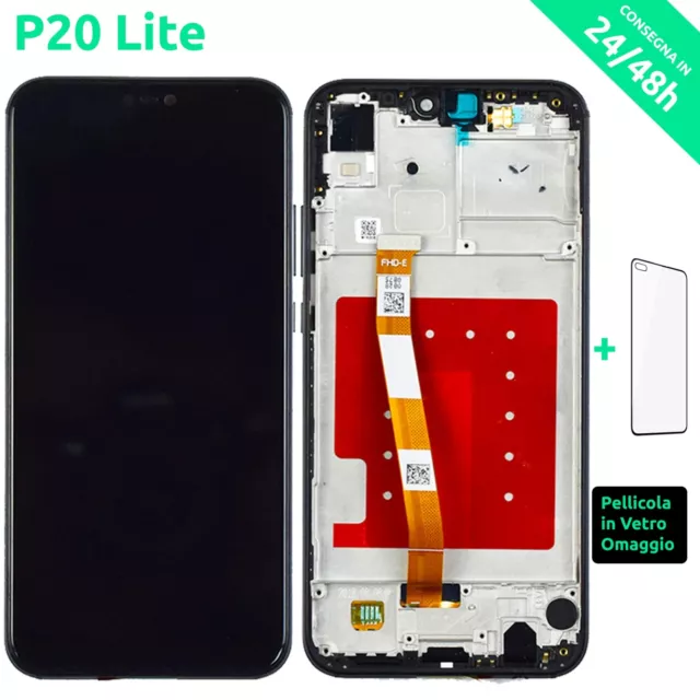 Display Lcd Huawei P20 Lite + Frame Nero Ane-Lx1 Lx2 Lx3 L22 Touch Schermo Vetro