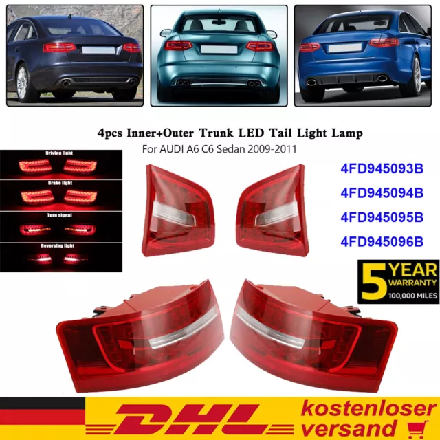 DHL 4X Für Audi A6 C6 09-2011 Schlussleuchte Links+Rechts Heckleuchte Rücklicht