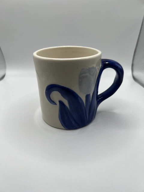 VTG Delft Blauw Blue Tulip Coffee Mug Cup 3" Diameter 3.25" Tall Hand Painted VTG Delft Blauw Blue Tulip Coffee Mug Cup 3" Diameter 3.25" Tall Hand Painted