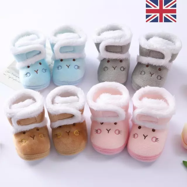 UK Infant Baby Girls Boys Toddler Warm Slippers Socks Crib Shoes Boots