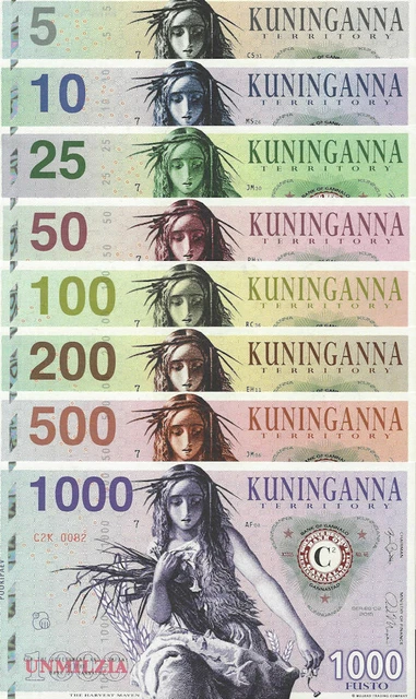 The Harvest Maven Banknote Set 5-1000 Fusto 2015 Unc Private, Specimen notes