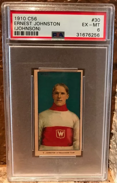 PSA 6 Ernest Johnston (Johnson) 1910 C56 ITC Hockey #30 Rookie RC HOF