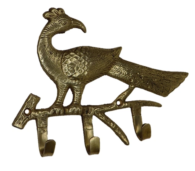 Peacock Antique Style Handmade Brass Key Cloth Towel Wall Hanger Hook Home Décor