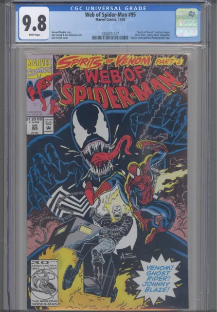 Web of Spider-Man #95 CGC 9.8 1992 Marvel Comics Spirts of Venom Storyline Begin