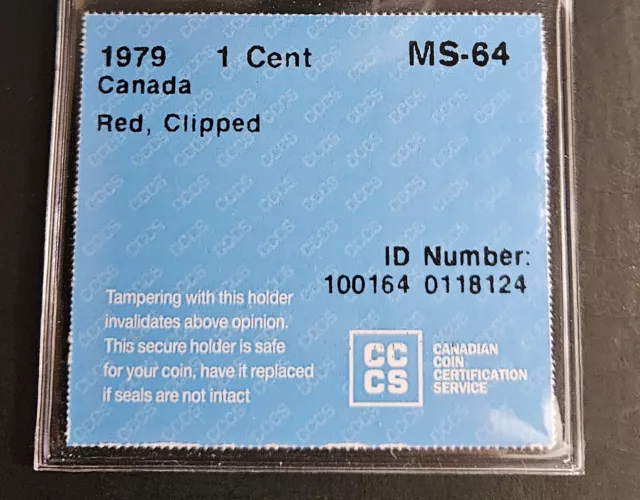 Canada 1979 Small Cent - Clipped - (C0506) Certified ICCS MS-64!! 3