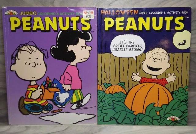 VINTAGE COLORING ACTIVITY Book Lot 1997 Peanuts Halloween & Jumbo Super