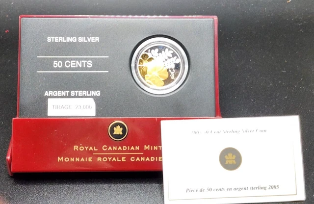 2005 Canada 50 Cents Golden Rose Silver Coin - # 26499