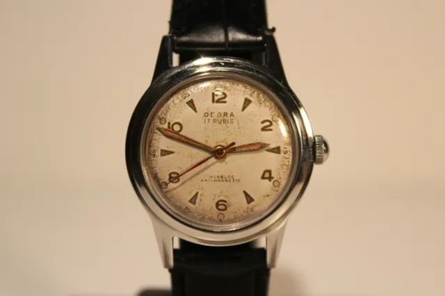 Vintage Rare All Steel Men's Swiss Automatic Mechanical Watch"Oebra"/ Eta 17 J