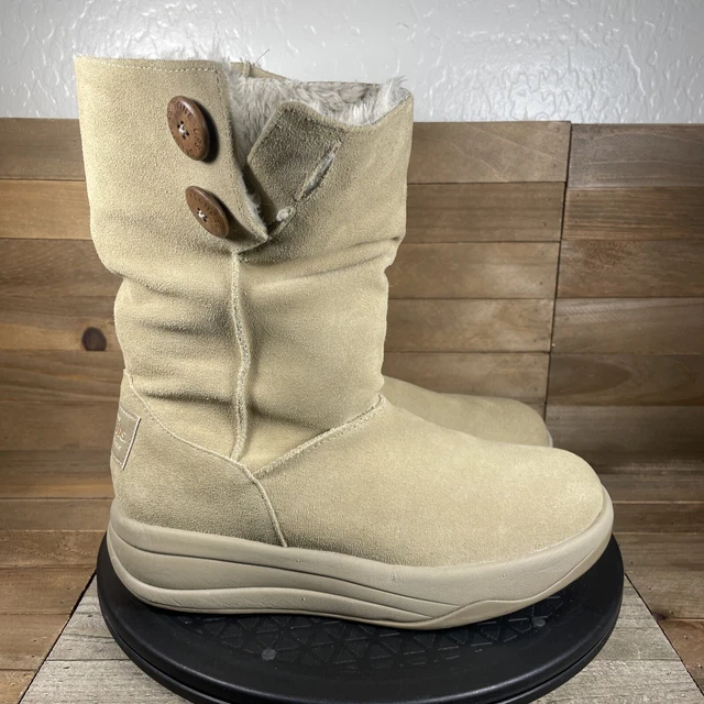 Skechers Shape Ups, Tone Ups Women's 7 Beige Suede Leather Walking Rocker Boots