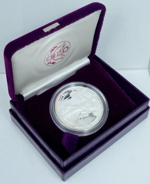 1986 Proof American Silver Eagle Bullion Dollar Coin ASE .999 COA CIB