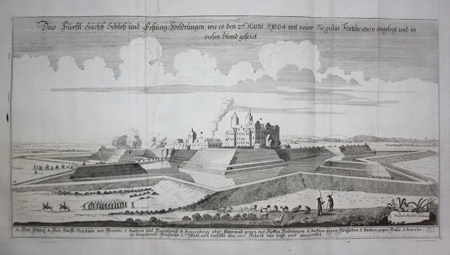Heldrungen Fortezza An Der Schmücke Kyffhäuserkreis Incisione Merian 1650