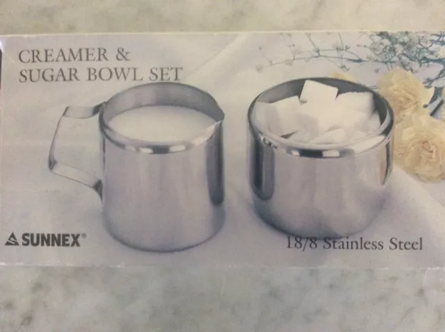 SUNNEX Stainless Steel Creamer Jug & Sugar Bowl Set Hotel B&B BNIB