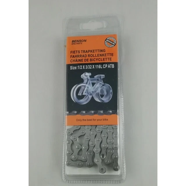 Chaîne De Vélo 5-6 Vitesses - 116 Maillons - Argent - Vintage VTT/VTC - Neuve