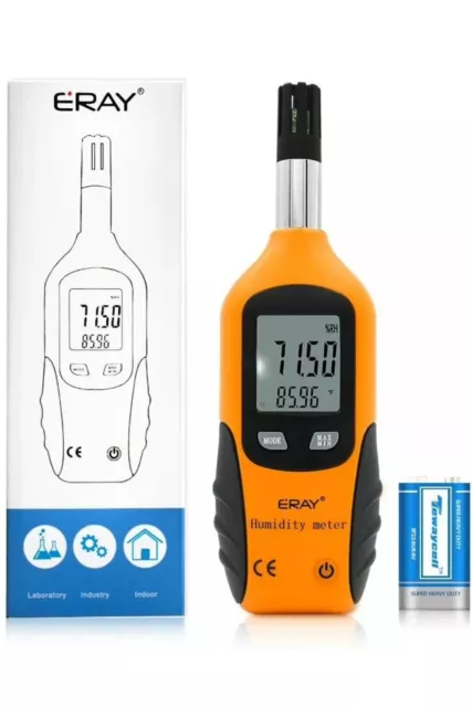 ERAY Temperature and Humidity Gauge Meter with Backlight Digital Psychrometer