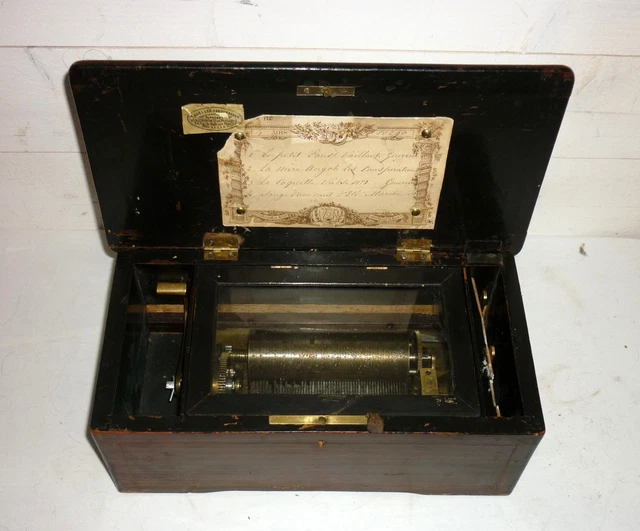 ANCIENNE GRANDE BOITE à musique XIX ème 4 airs Suisse Music Box 19th