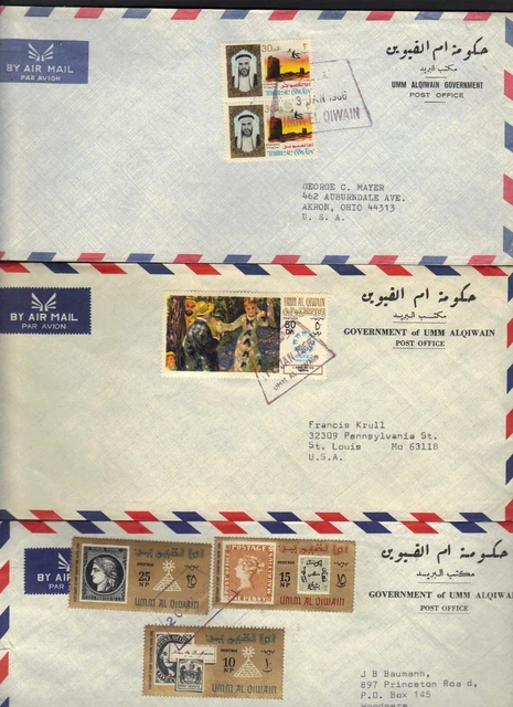 Uae Ummal Qiwain 1967 Drei Luft Post Offizielle Govt Bezüge Sich US