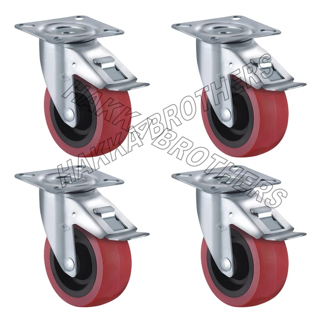 Hakka 4 Pack 2 inch Heavy Duty Swivel Caster Wheels Polyurethane with Lock Brake