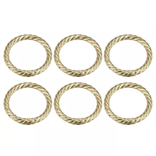 6uds 42mm Metal O Anillos Redondo Resorte Presión Hebillas, Oro Tono