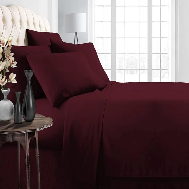 AUSTRALIAN SHEETS WITH Deep Pocket 100 Cotton Wine Solid Select Item