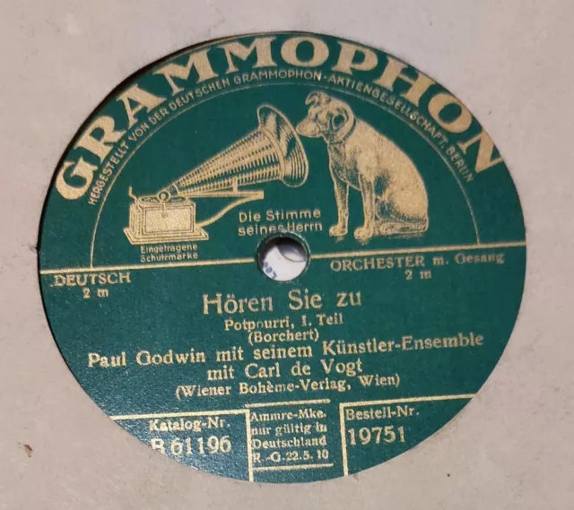 Paul Godwin Grammophon 30 Cm Schellackplatte