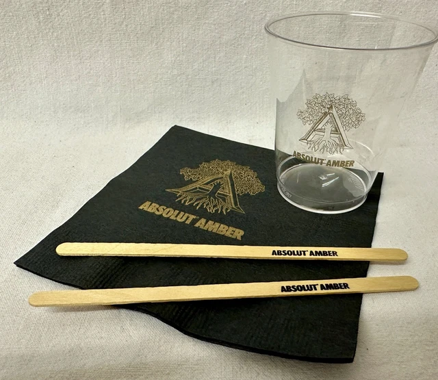 ABSOLUT VODKA WODKA Amber Trinkbecher plastic cup Stirrer