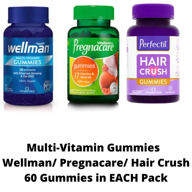 MULTIVITAMIN GUMMIES Wellman/ Pregnacare/ Hair Crush 60 Gummies in