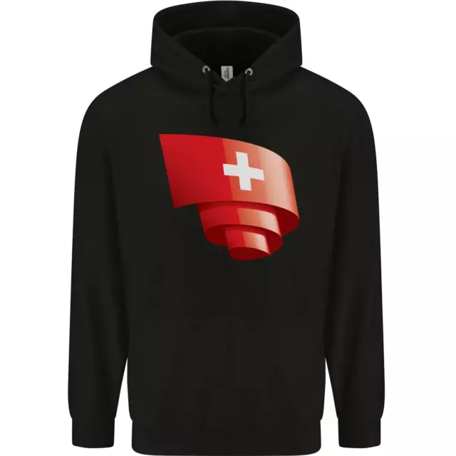 Rizado Suiza Bandera Suiza Día Fútbol Hombre Sudadera