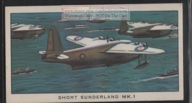 Short Sunderland British Flying Boat Patrol Bomber Aircraft Vintage Ad Card 8