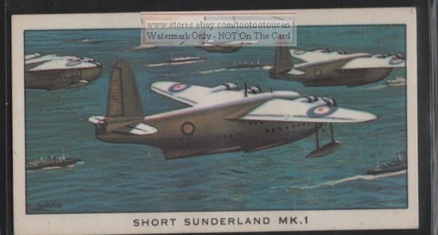 Short Sunderland British Flying Boat Patrol Bomber Aircraft Vintage Ad Card 8