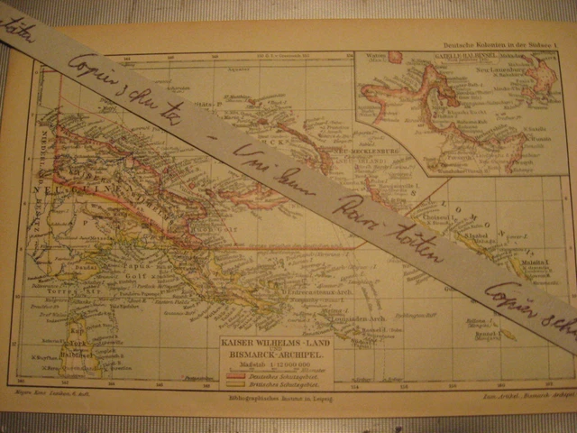 Antike Karten 1907 Deutsche Kolonien Afrika-Kaiser Wilhelms Land Schutzgebiete