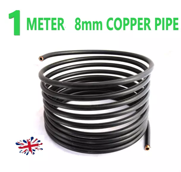 1 METER LPG GPL AUTOGAS 8mm COPPER PIPE PLASTIC COATED,PVC....