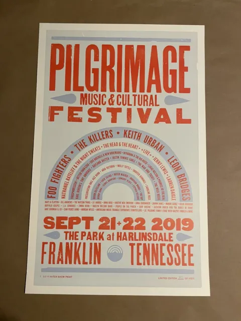 Pilgrimage Festival 2019 Hatch Show Print Poster Foo Fighters Killers Bridges