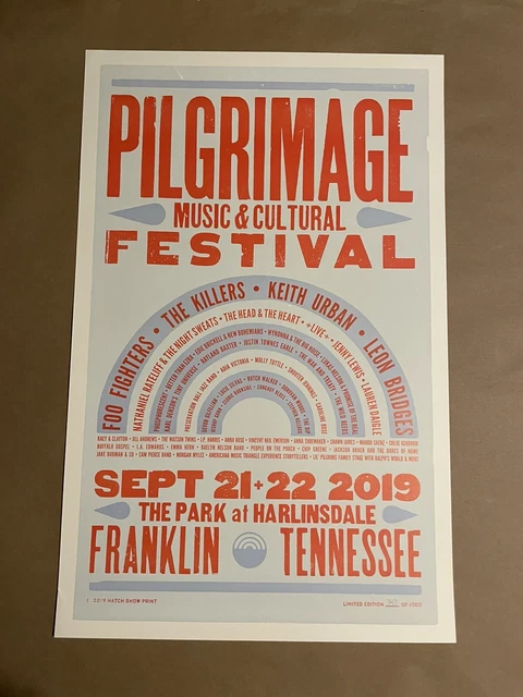 Pilgrimage Festival 2019 Hatch Show Print Poster Foo Fighters Killers Bridges Pilgrimage Festival 2019 Hatch Show Print Poster Foo Fighters Killers Bridges