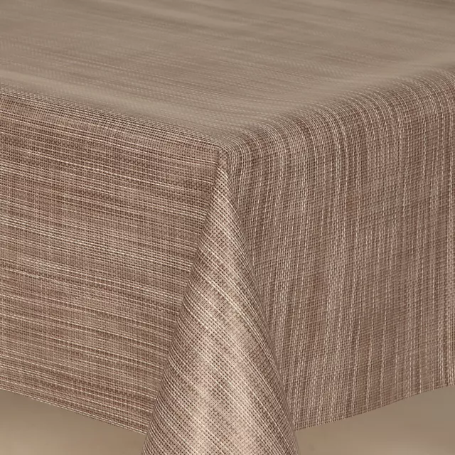 Hessian Look In Grey / Brown / Taupe Shades Vinyl Pvc Wipeclean Tablecloth, Cafe
