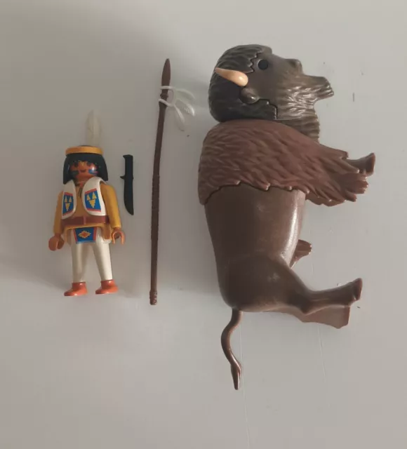 Playmobil Western 3731 Bison/Büffel mit Indianer TOP ; ACW 9