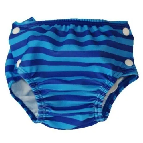 Costume pannolino neonato da acqua mare piscina bagno Popolini S Righe cel/blu