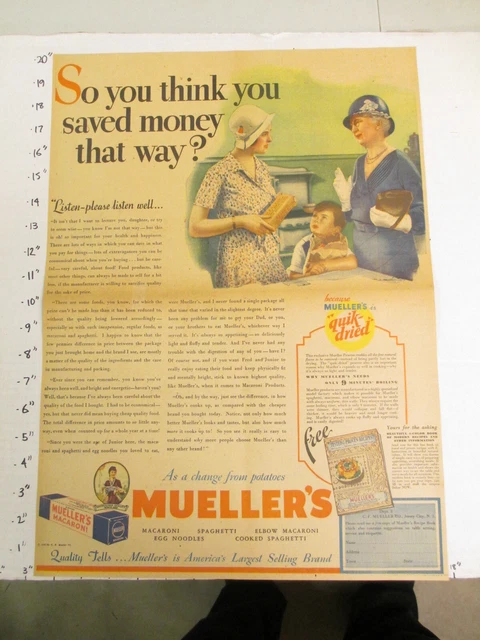 newspaper ad 1932 MUELLER'S spaghetti macaroni pasta recipe book AW Full SO YOU