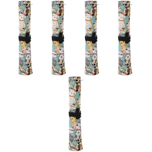 Set 5 Canvas Oil Painting Pencil Case Travel Purse Storage Bag