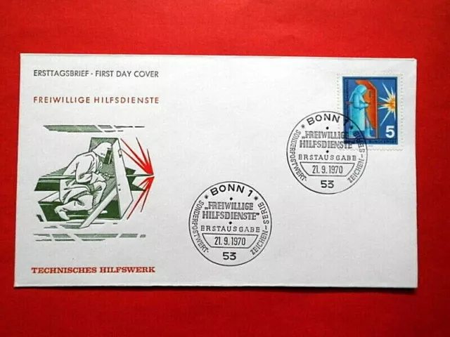 Brief Ersttagsbrief Ganzsache BRD 1970 Freiwillige Hilfsdienste Mi. Nr. 629 FDC