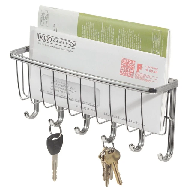 Boîte aux lettres murale chrome et porte-clés rack organisateur boîte aux lettres courrier maison