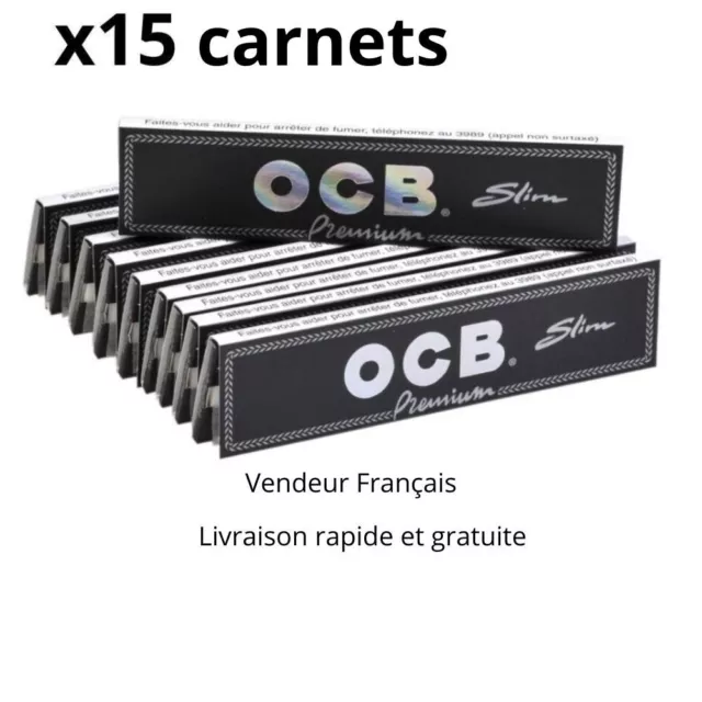 OCB Slim Premium Lot de 15 Carnets de 32 Feuilles Longues a Rouler Cigarettes